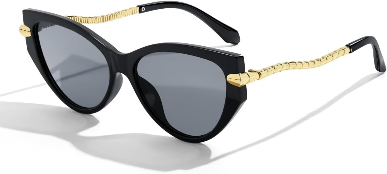 Ретро-солнцезащитные очки «кошачий глаз» для женщин и мужчин, винтажные модные солнцезащитные очки с металлическими дужками в форме змеи, защита от УФ-излучения UV400 Jcheupet, Black Frame - Black Lens
Ретро-солнцезащитные очки «кошачий глаз» для женщин и мужчин, винтажные модные солнцезащитные очки с металлическими дужками в форме змеи, защита от УФ-излучения UV400 Jcheupet, Black Frame - Black Lens