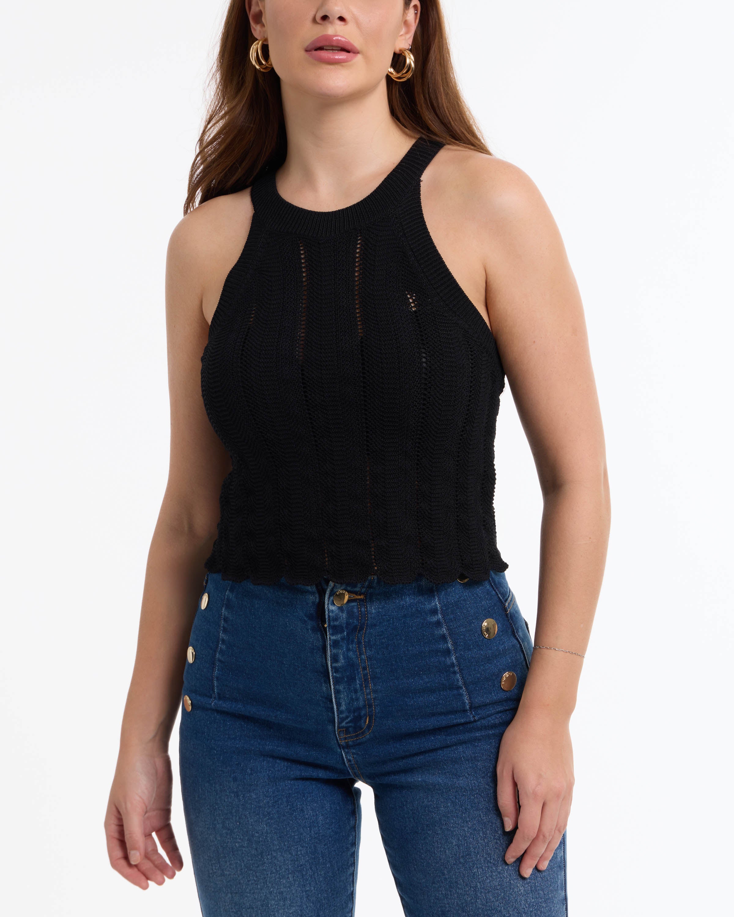 Женский свитер BEBE с фестончатым подолом и ажурной отделкой, черный
Женский свитер BEBE с фестончатым подолом и ажурной отделкой, черный