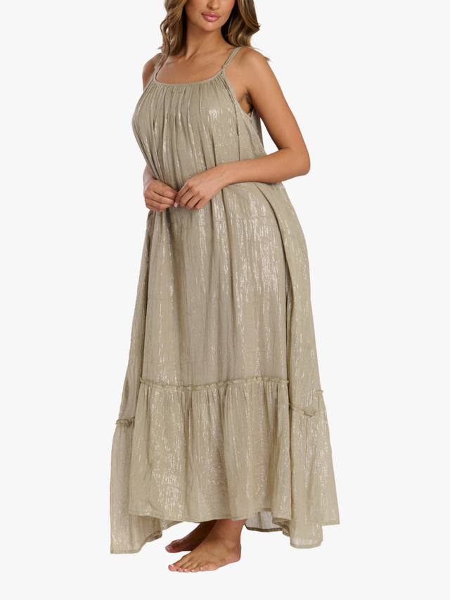 Макси-платье с круглым вырезом и металлическими ремешками South Beach, зеленый 
Макси-платье с круглым вырезом и металлическими ремешками South Beach, зеленый