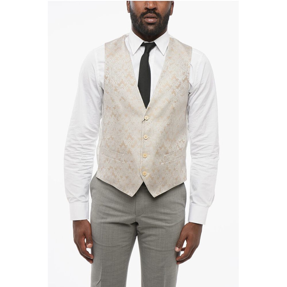 Жилет из вышитого шёлка на 4 пуговицах Corneliani, Gray 
Жилет из вышитого шёлка на 4 пуговицах Corneliani, Gray