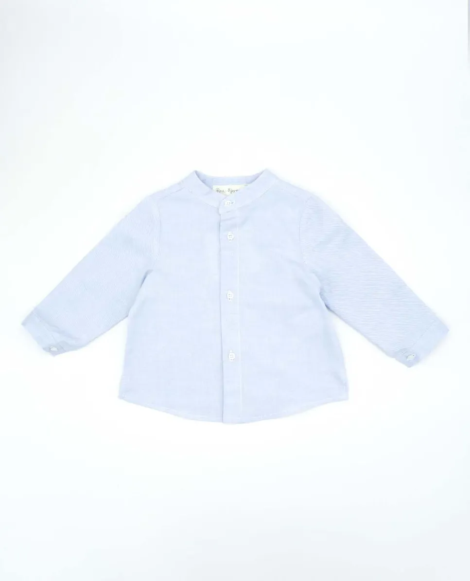 Хлопковая рубашка для мальчика с воротником-стойкой Fina Ejerique, синий 
Хлопковая рубашка для мальчика с воротником-стойкой Fina Ejerique, синий