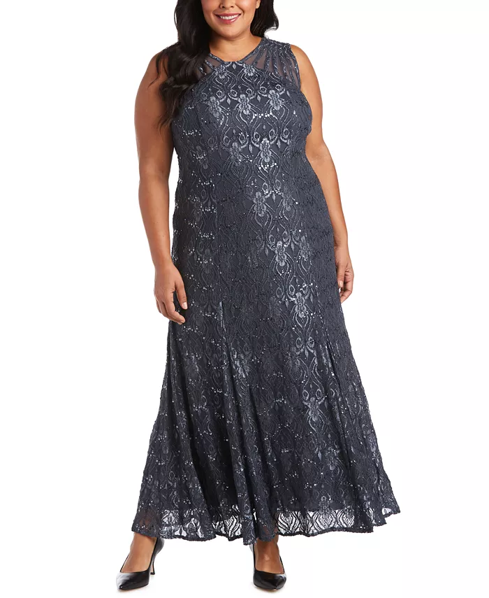 Платье вечернее с кружевом и пайетками Plus Size R & M Richards, серый
Платье вечернее с кружевом и пайетками Plus Size R & M Richards, серый