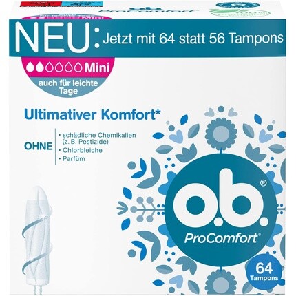 Мини-тампоны ob ProComfort с технологией Dynamic Fit и поверхностью SilkTouch, 64 шт. O.B
Мини-тампоны ob ProComfort с технологией Dynamic Fit и поверхностью SilkTouch, 64 шт. O.B