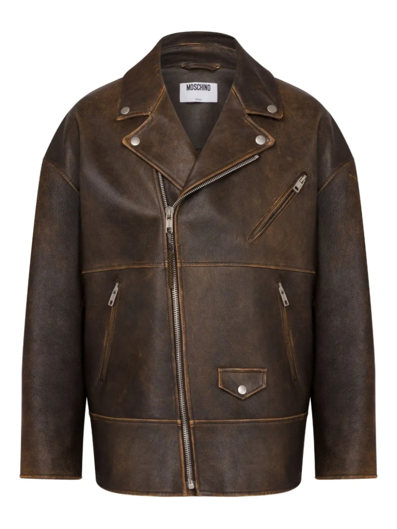 Кожаная куртка на молнии Moschino, коричневый
Кожаная куртка на молнии Moschino, коричневый