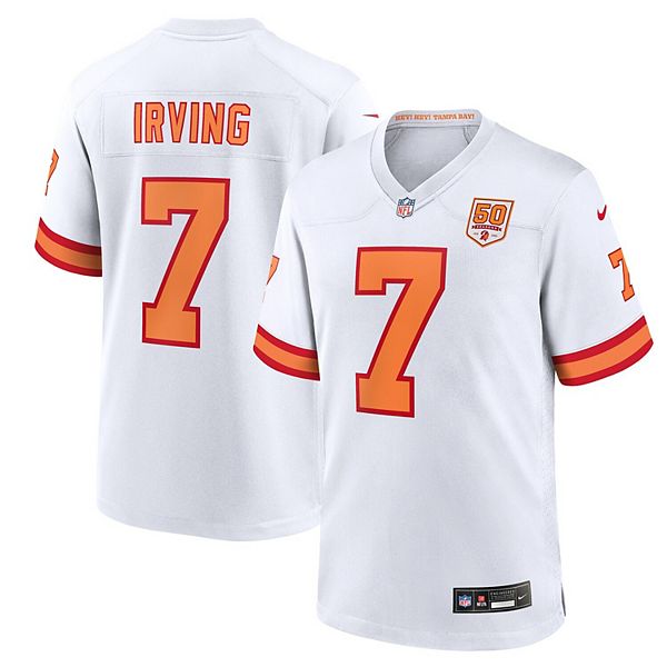 Мужская футболка Bucky Irving белая '76 Tampa Bay Buccaneers 50th season game Nike
Мужская футболка Bucky Irving белая '76 Tampa Bay Buccaneers 50th season game Nike