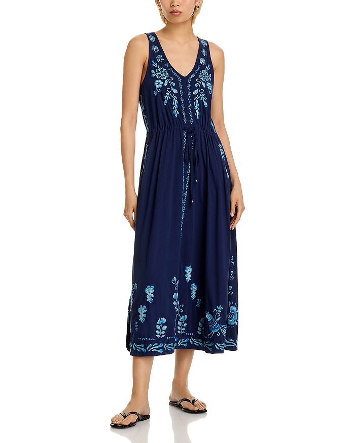 Платье с V-образным вырезом и завязками Johnny Was, синий
Платье с V-образным вырезом и завязками Johnny Was, синий