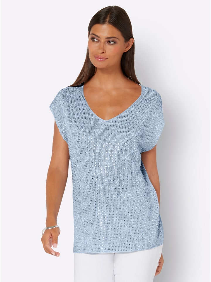 Свитер с V-образным вырезом светло-голубого цвета creation L
Свитер с V-образным вырезом светло-голубого цвета creation L
