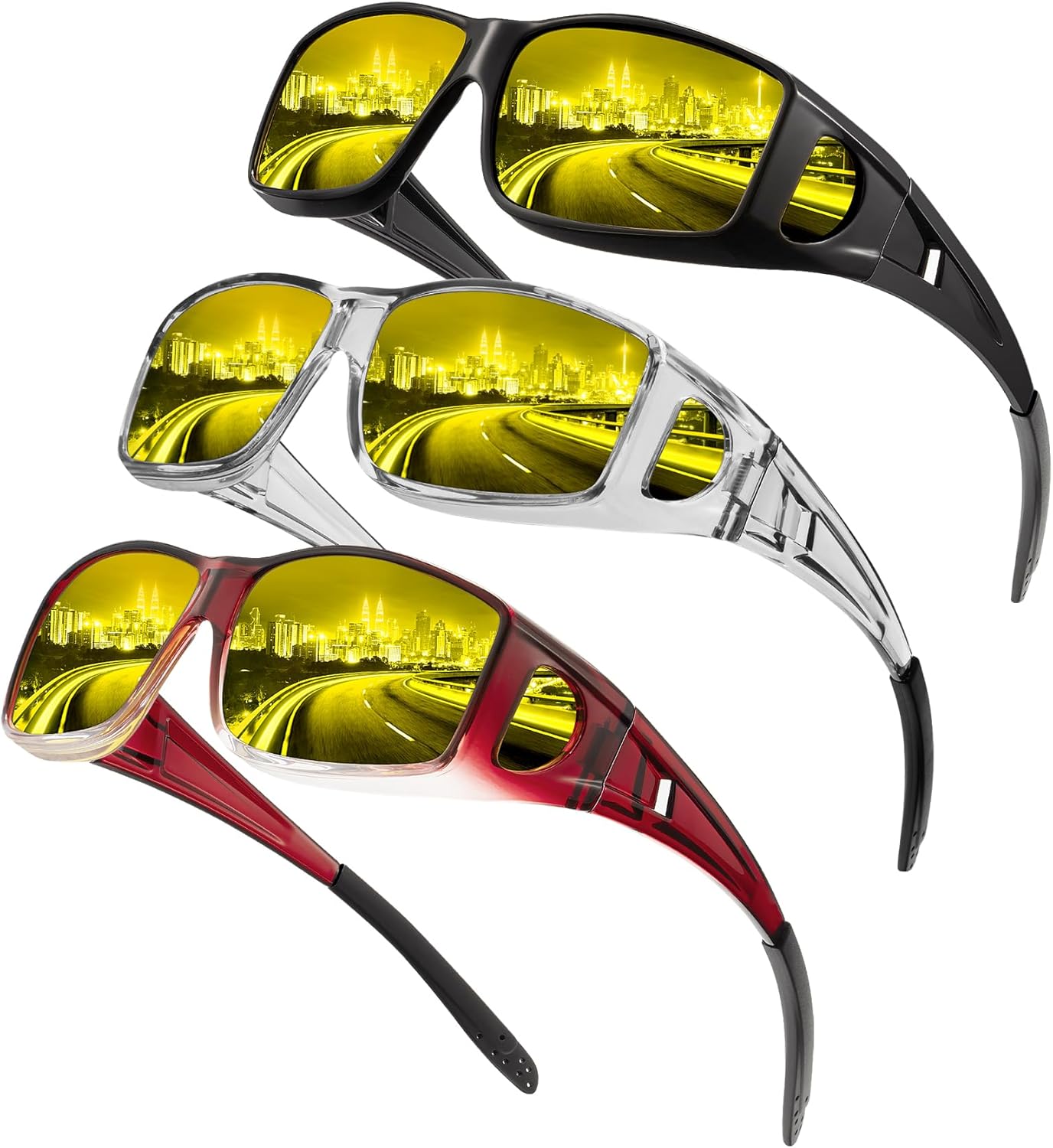 Очки ночного видения, надеваемые поверх очков, для мужчин и женщин, с обтекаемыми антибликовыми линзами HD для ночного вождения QALLY, A04-glossy Black/Clear Grey/Burgundy
Очки ночного видения, надеваемые поверх очков, для мужчин и женщин, с обтекаемыми антибликовыми линзами HD для ночного вождения QALLY, A04-glossy Black/Clear Grey/Burgundy