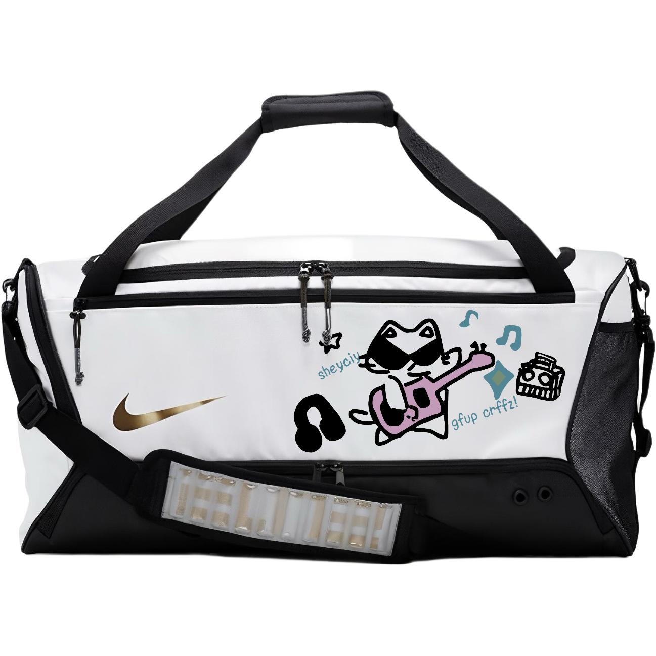 Nike Тканевая дорожная сумка унисекс переливающаяся черно-белая, Music Kitten
Nike Тканевая дорожная сумка унисекс переливающаяся черно-белая, Music Kitten