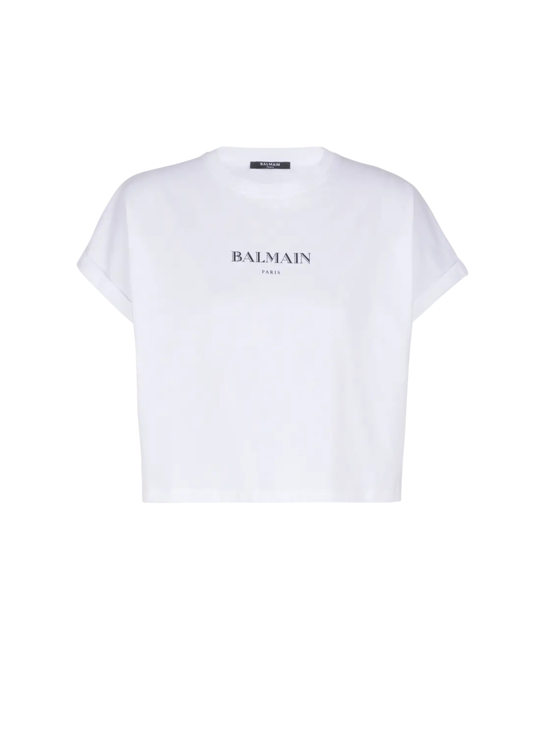 Укороченная футболка с принтом Balmain, белый/черный
Укороченная футболка с принтом Balmain, белый/черный