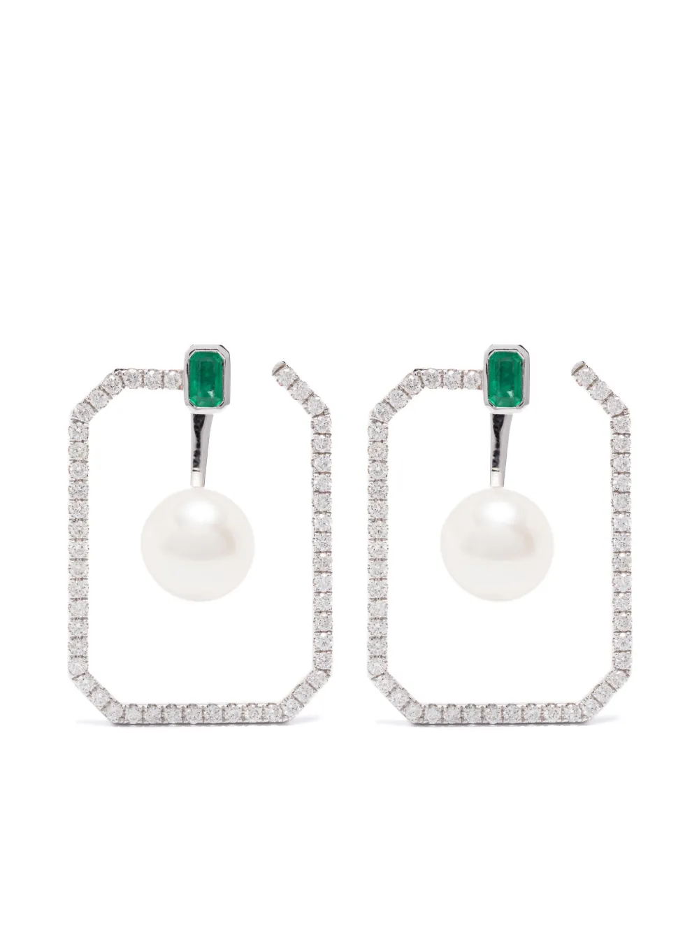 Серьги-кольца из белого золота с камнями SHAY, серебяный
Серьги-кольца из белого золота с камнями SHAY, серебяный