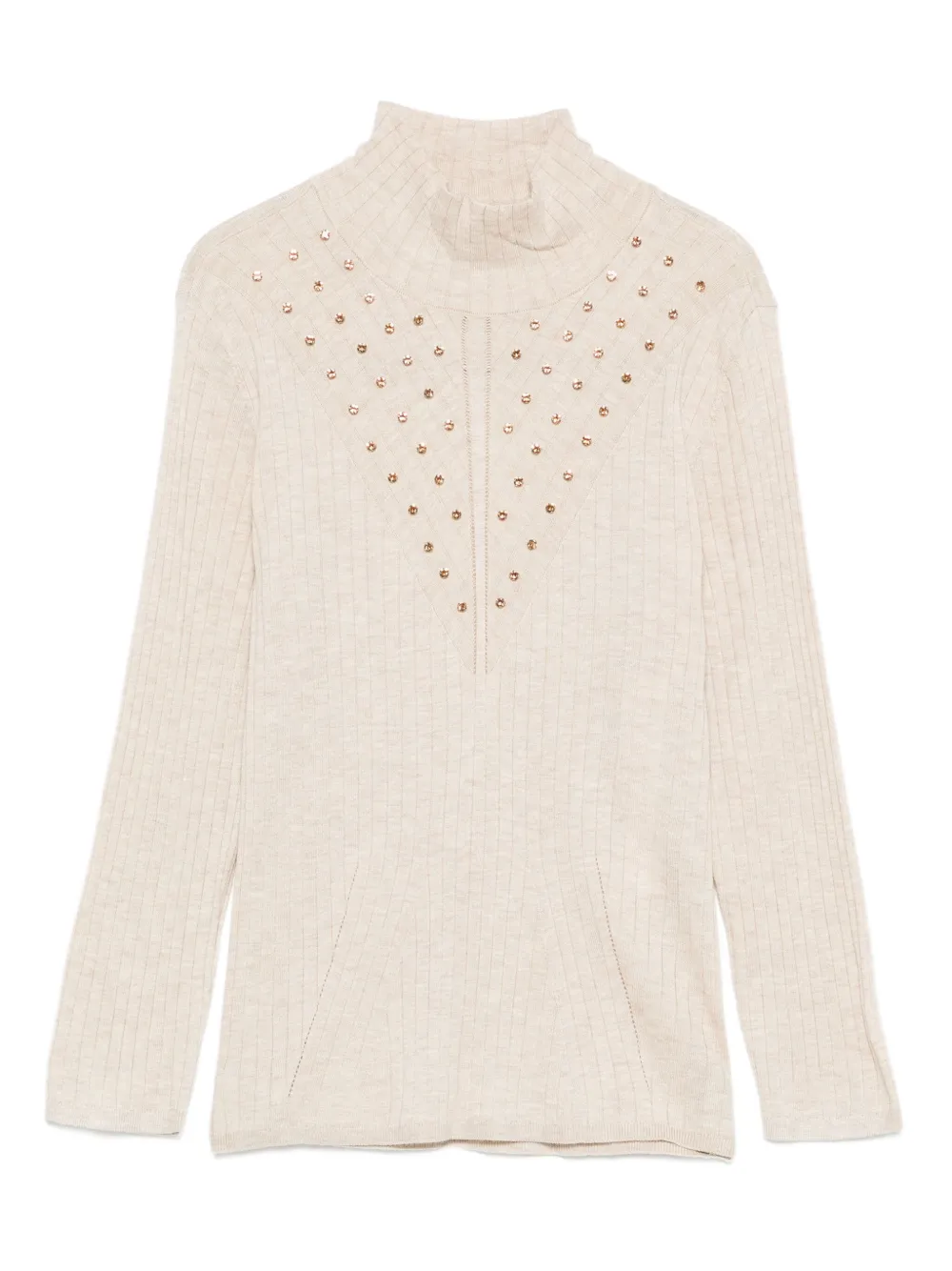 Топ с высоким воротом, украшенный кристаллами Twinset, светло-бежевый
Топ с высоким воротом, украшенный кристаллами Twinset, светло-бежевый