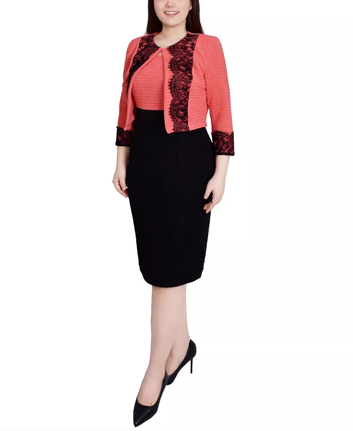 Петит комплект из двух предметов: фактурное трикотажное платье с кружевными деталями NY Collection, оранжевый
Петит комплект из двух предметов: фактурное трикотажное платье с кружевными деталями NY Collection, оранжевый