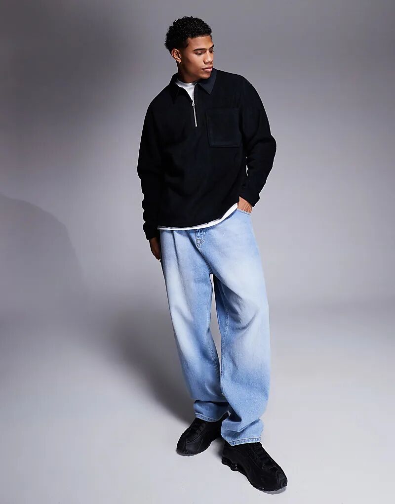 Толстовка свободного кроя из флиса в стиле регби с полумолнией черного цвета ASOS DESIGN
Толстовка свободного кроя из флиса в стиле регби с полумолнией черного цвета ASOS DESIGN