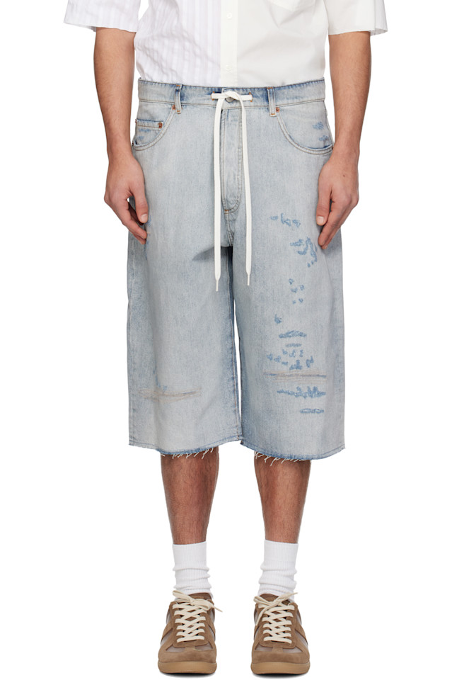 Mm6 Maison Margiela Синие джинсовые шорты на завязках
Mm6 Maison Margiela Синие джинсовые шорты на завязках