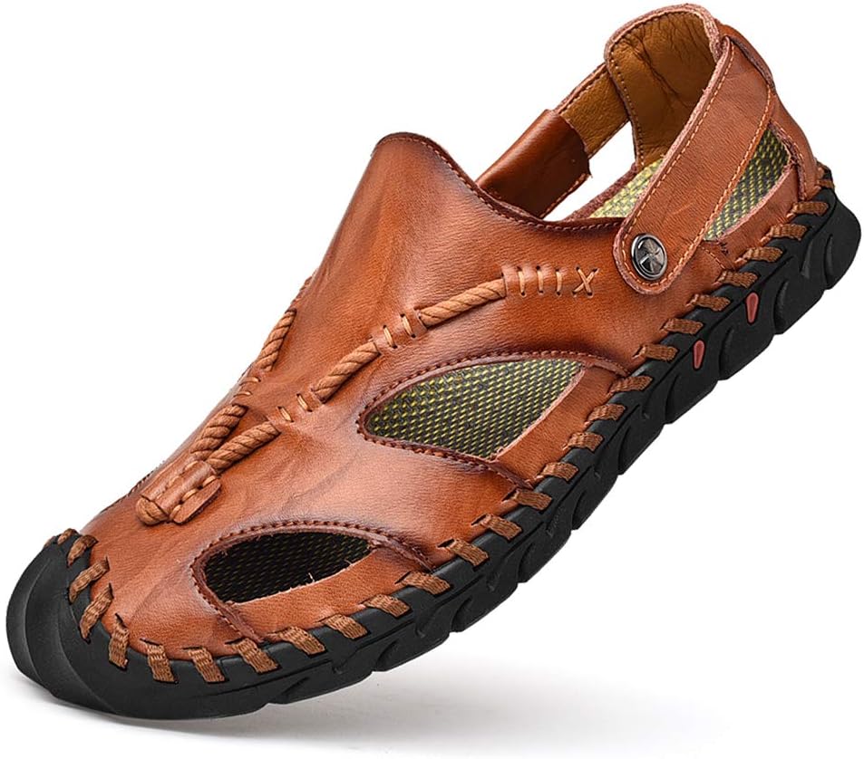 Мужские закрытые кожаные сланцы UPIShi с плетеной застежкой, пляжные летние сандалии, коричневый
Мужские закрытые кожаные сланцы UPIShi с плетеной застежкой, пляжные летние сандалии, коричневый