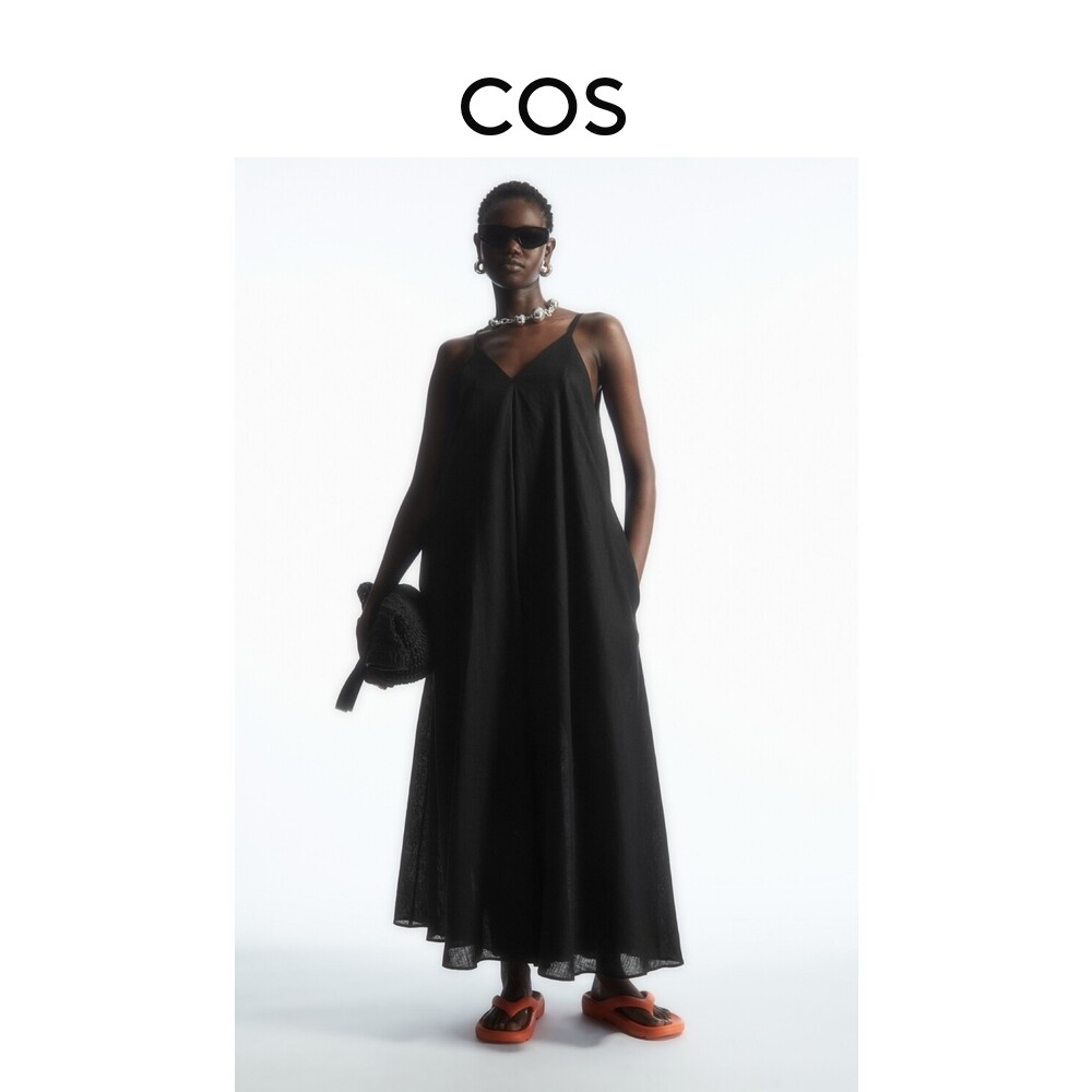 Льняное плиссированное платье Cos с v-образным вырезом, черный
Льняное плиссированное платье Cos с v-образным вырезом, черный