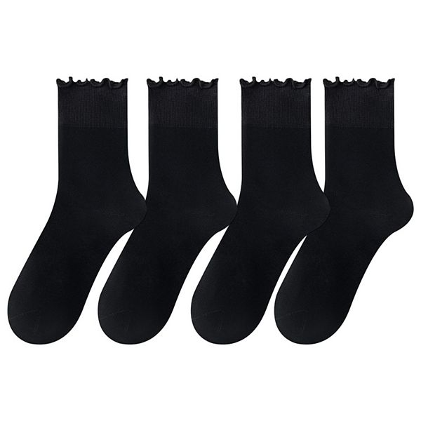 4 пары женских носков с рюшами по краю, мягкие, эластичные, из хлопковой смеси с высокими эластичными манжетами Anna-Kaci, Black
4 пары женских носков с рюшами по краю, мягкие, эластичные, из хлопковой смеси с высокими эластичными манжетами Anna-Kaci, Black