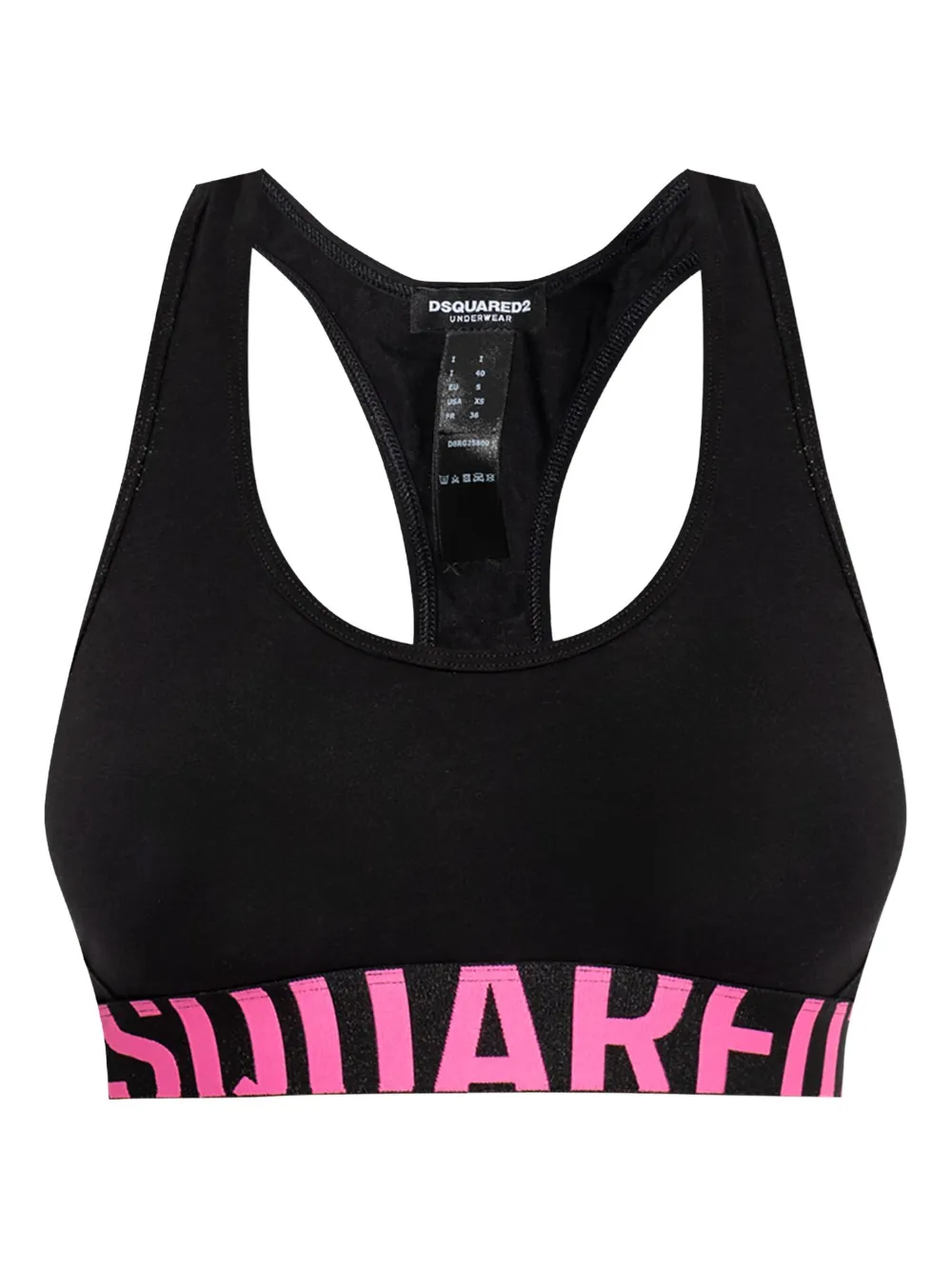 Спортивный бюстгальтер с логотипом Dsquared2, черный
Спортивный бюстгальтер с логотипом Dsquared2, черный