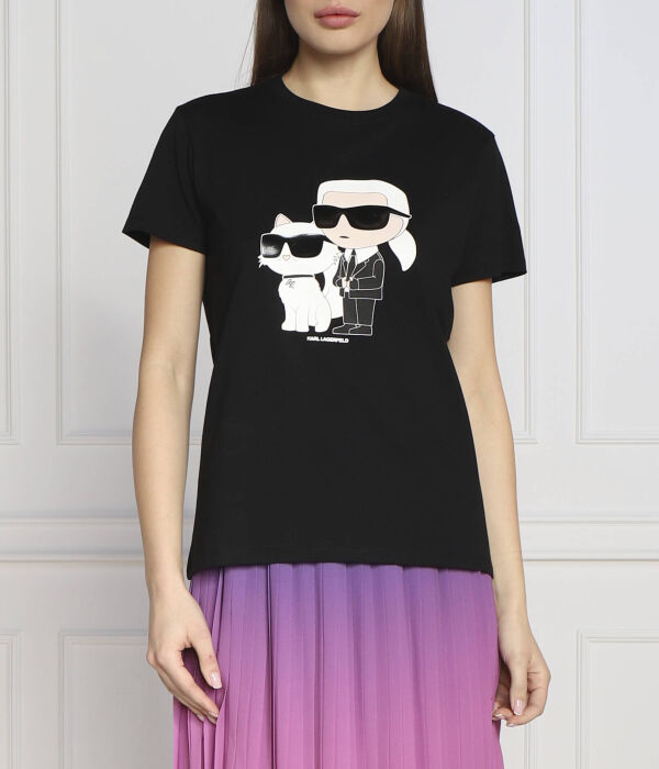 Футболка женская Karl Lagerfeld с фирменным рисунком, черный 
Футболка женская Karl Lagerfeld с фирменным рисунком, черный