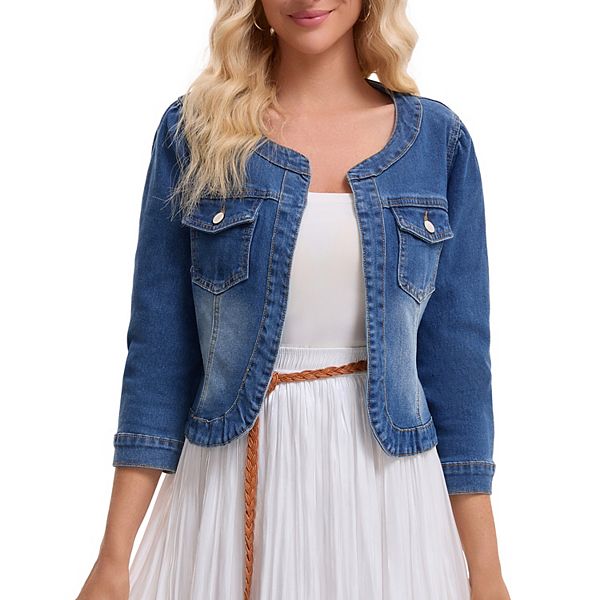 Женская джинсовая куртка-кардиган без воротника с рукавом 3/4 Inspire Chic, Blue
Женская джинсовая куртка-кардиган без воротника с рукавом 3/4 Inspire Chic, Blue