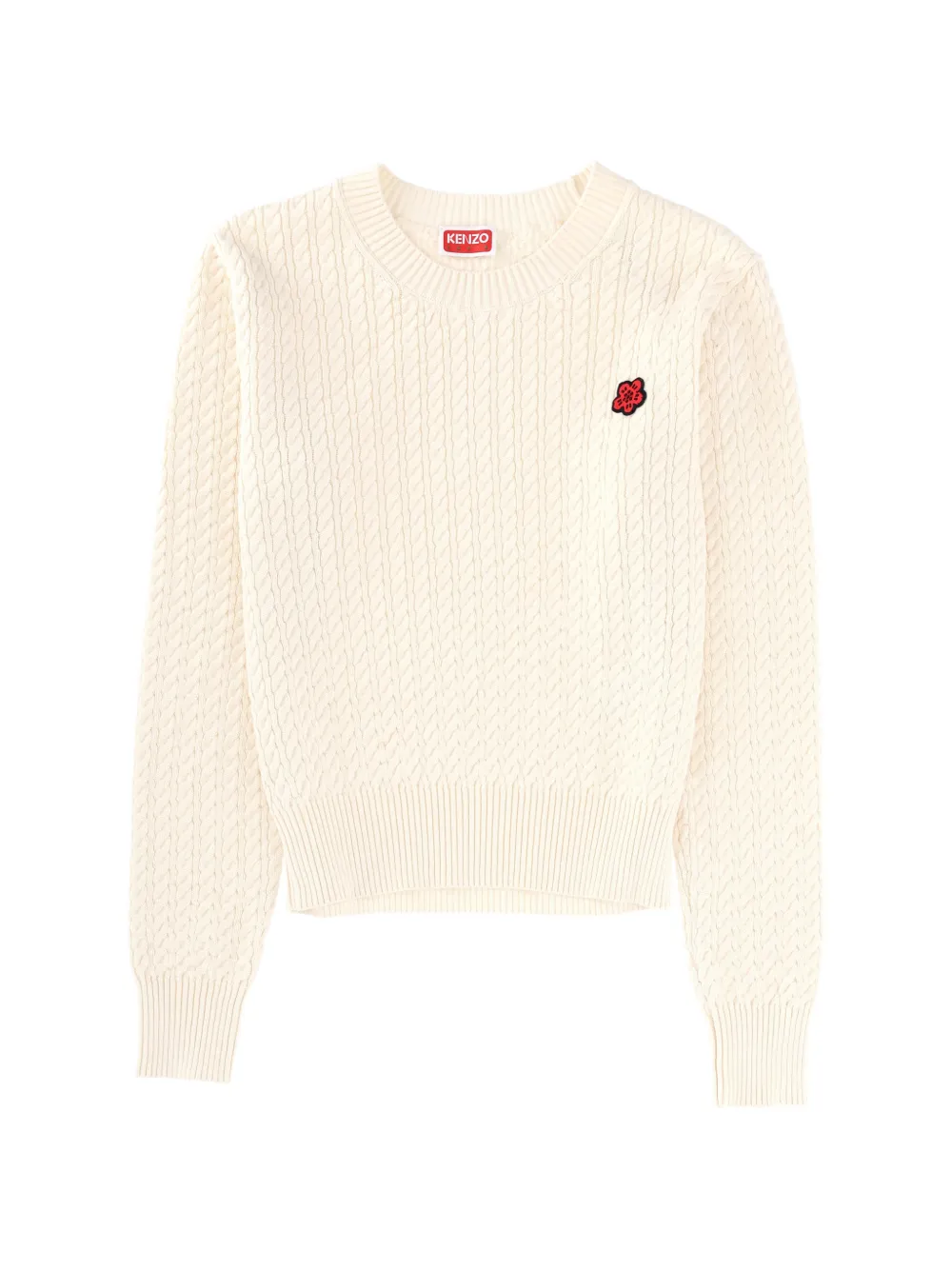 Кабельный трикотажный свитер с цветком Боке Kenzo, бежевый
Кабельный трикотажный свитер с цветком Боке Kenzo, бежевый