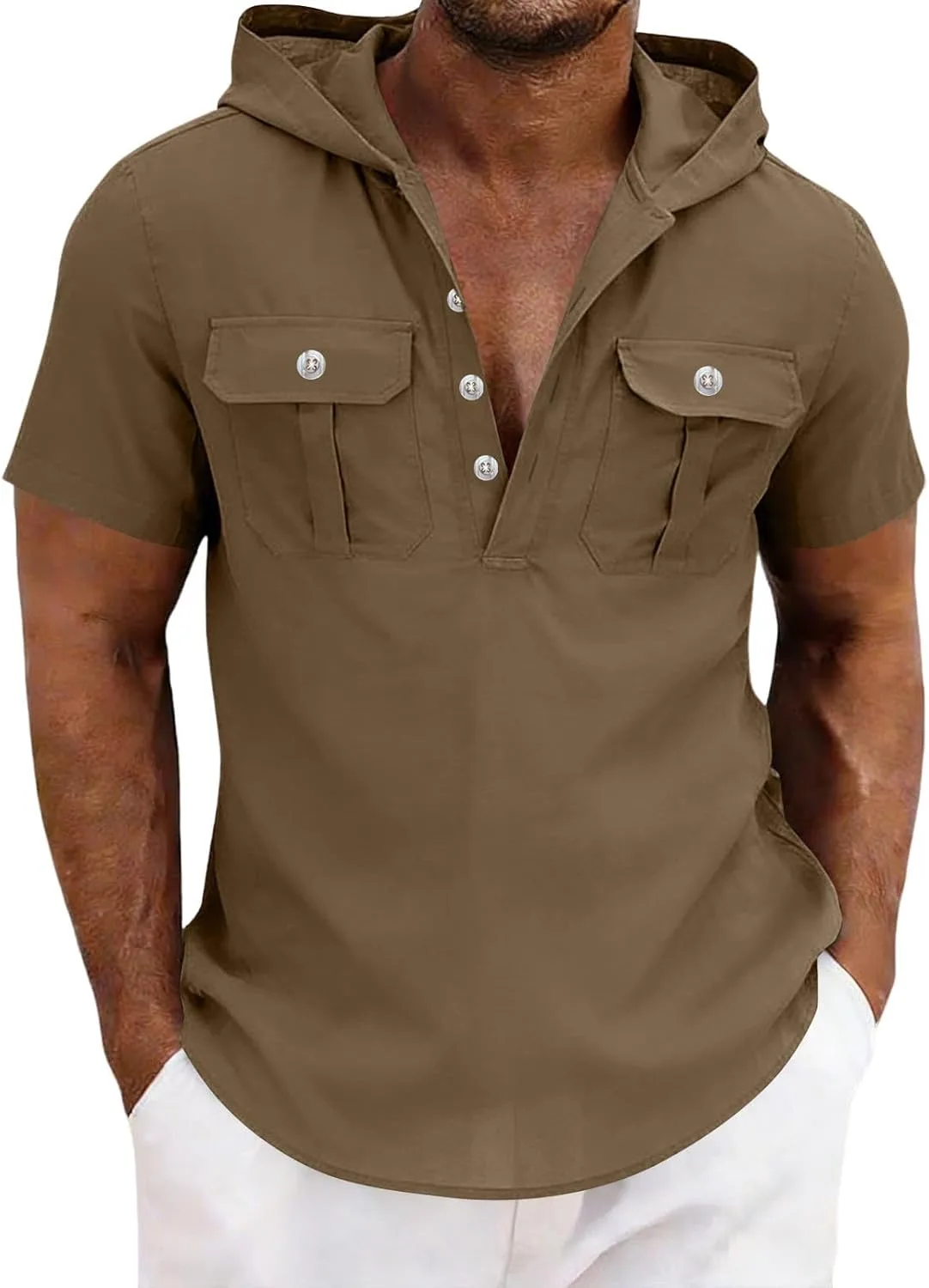 Мужская хлопковая льняная рубашка с коротким рукавом vrvtoov
Мужская хлопковая льняная рубашка с коротким рукавом vrvtoov