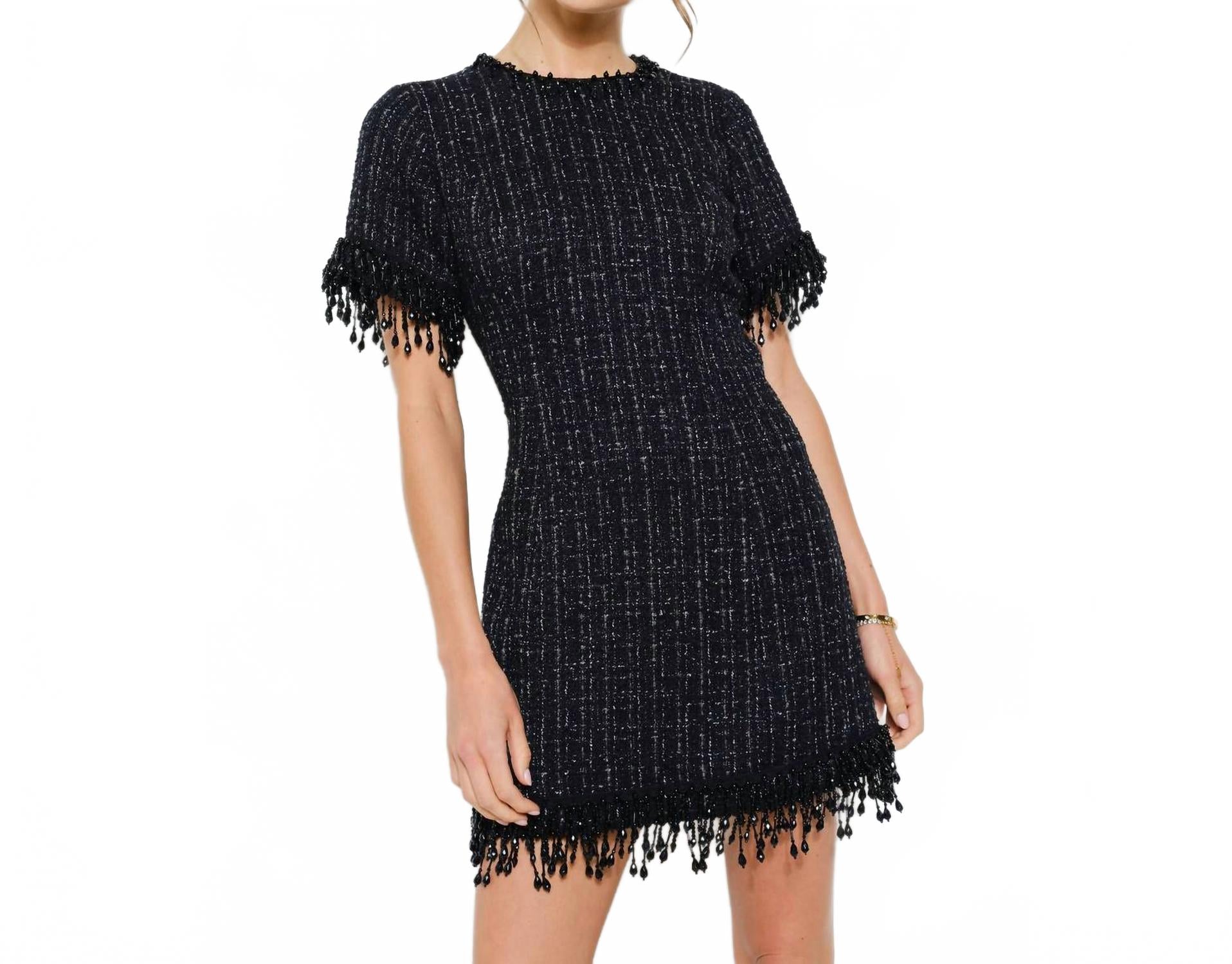INA Fashion Твидовое мини-платье с бахромой и бисером, черное
INA Fashion Твидовое мини-платье с бахромой и бисером, черное