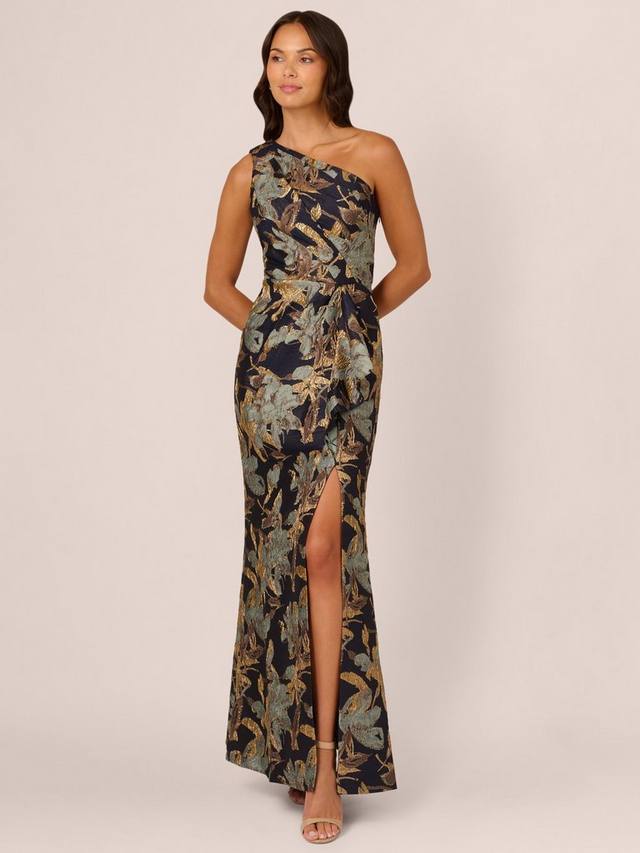 Флоральный асимметричный макси-сарафан трапеция с жаккардом Adrianna Papell
Флоральный асимметричный макси-сарафан трапеция с жаккардом Adrianna Papell