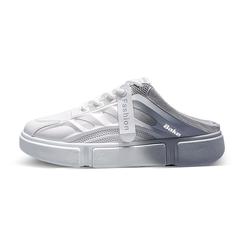BAKE Вырез со швом устойчивые к запаху нескользящие закрытые тапочки мужские бело-серые, цвет White Gray