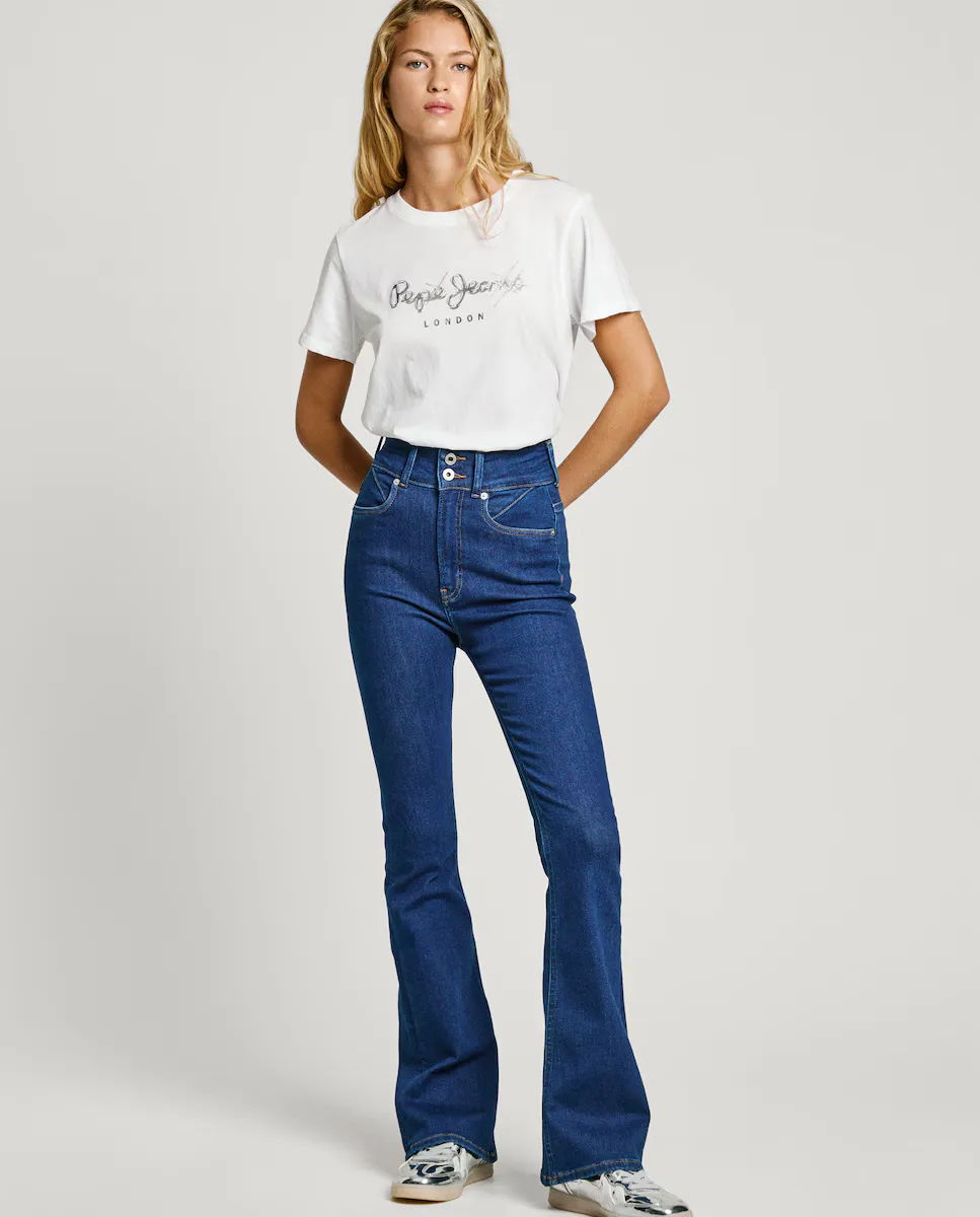 Женские расклешенные джинсы с высокой талией из эластичной ткани Pepe Jeans, синий
Женские расклешенные джинсы с высокой талией из эластичной ткани Pepe Jeans, синий