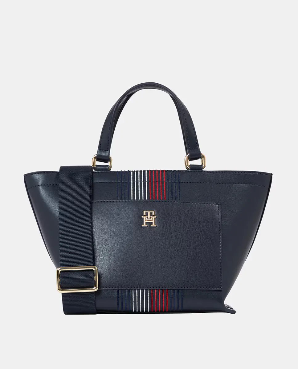 Женская мини-сумка-тоут темно-синего цвета с полосками от Tommy Hilfigier Tommy Hilfiger, темно-синий
Женская мини-сумка-тоут темно-синего цвета с полосками от Tommy Hilfigier Tommy Hilfiger, темно-синий