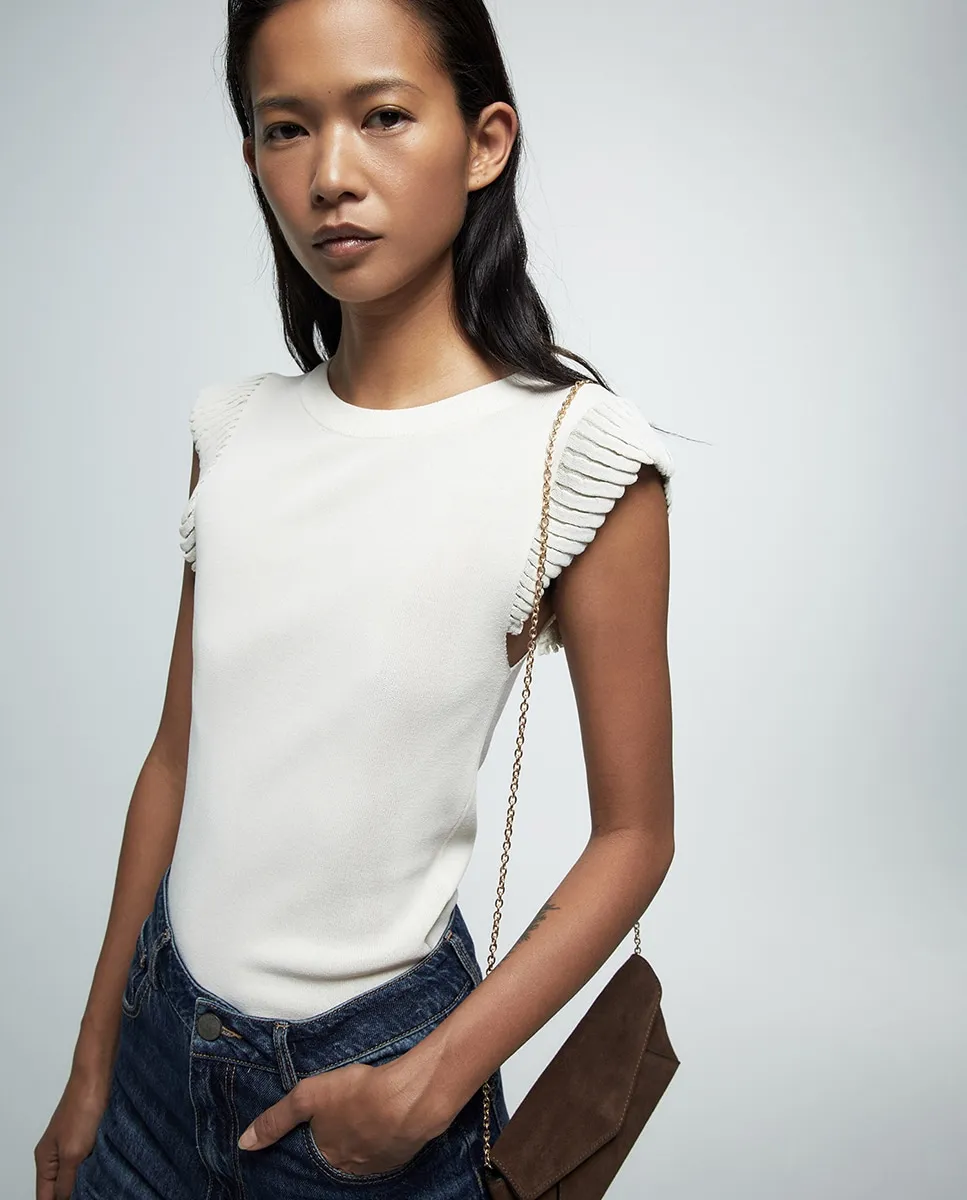 Топ с оборками на рукавах Sfera, белый
Топ с оборками на рукавах Sfera, белый