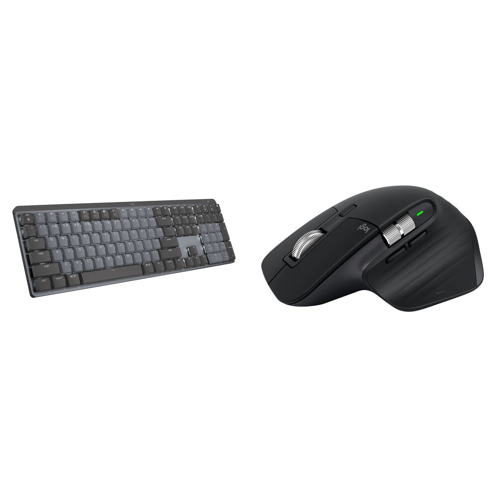Комплект из беспроводной механической клавиатуры Logitech MX и мыши MX Master 3S (щелчковые переключатели, черный)
Комплект из беспроводной механической клавиатуры Logitech MX и мыши MX Master 3S (щелчковые переключатели, черный)