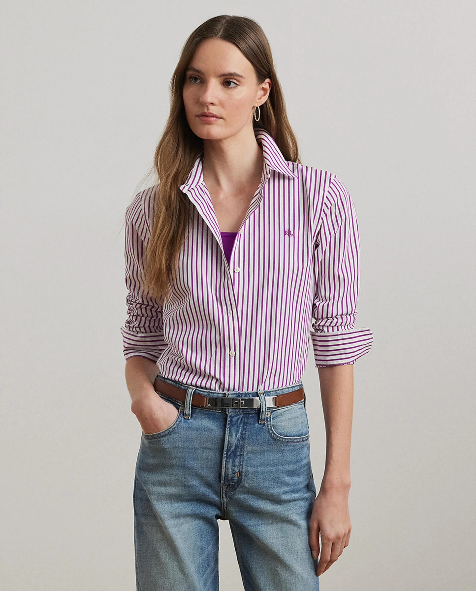 Классическая женская хлопковая рубашка Lauren Ralph Lauren, фиолетовый
Классическая женская хлопковая рубашка Lauren Ralph Lauren, фиолетовый
