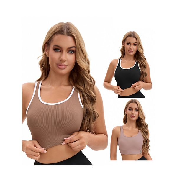 3 упаковки женского спортивного топа с открытой спиной и встроенным бюстгальтером контрастного цвета Inspire Chic, Brown Pink Black
3 упаковки женского спортивного топа с открытой спиной и встроенным бюстгальтером контрастного цвета Inspire Chic, Brown Pink Black