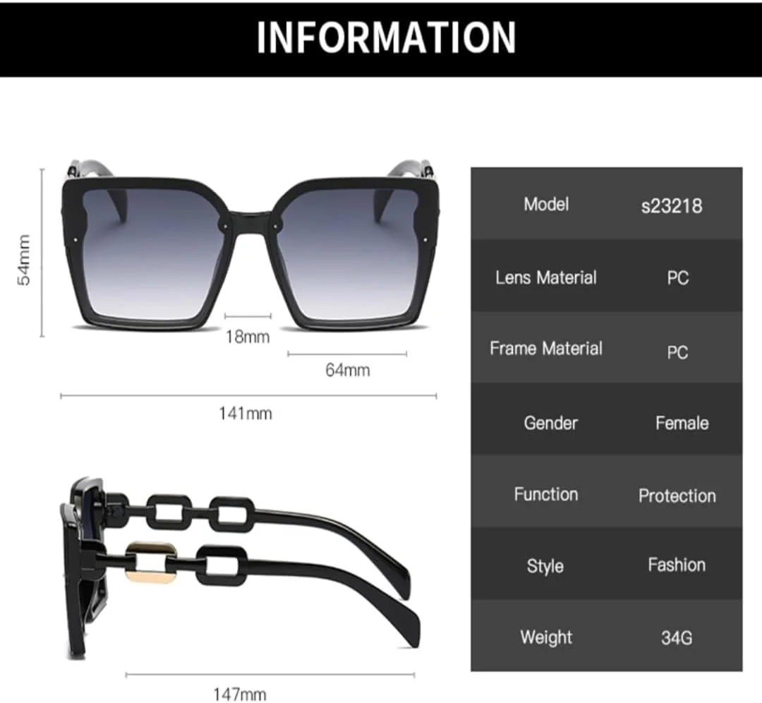 Модные квадратные солнцезащитные очки с зеркальными дужками, крупной оправой и градиентным переходом цвета, минималистичный стиль, для женщин TVTBBVV, Black
Модные квадратные солнцезащитные очки с зеркальными дужками, крупной оправой и градиентным переходом цвета, минималистичный стиль, для женщин TVTBBVV, Black