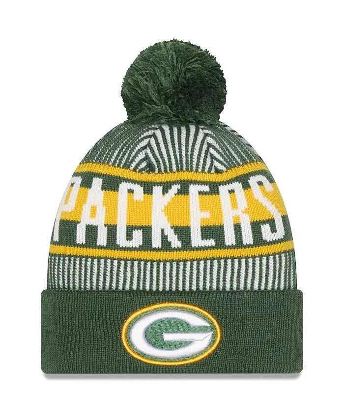 Мужская зеленая полосатая вязаная шапка Green Bay Packers с манжетами и помпоном New Era
Мужская зеленая полосатая вязаная шапка Green Bay Packers с манжетами и помпоном New Era