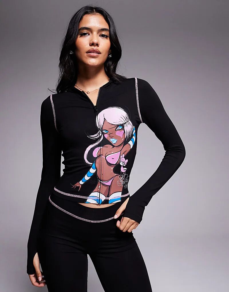 Толстовка с капюшоном I.AM.GIA x Fafi Blare Fafinettes с контрастной строчкой, графическим логотипом и стразами, на молнии, черного цвета
Толстовка с капюшоном I.AM.GIA x Fafi Blare Fafinettes с контрастной строчкой, графическим логотипом и стразами, на молнии, черного цвета