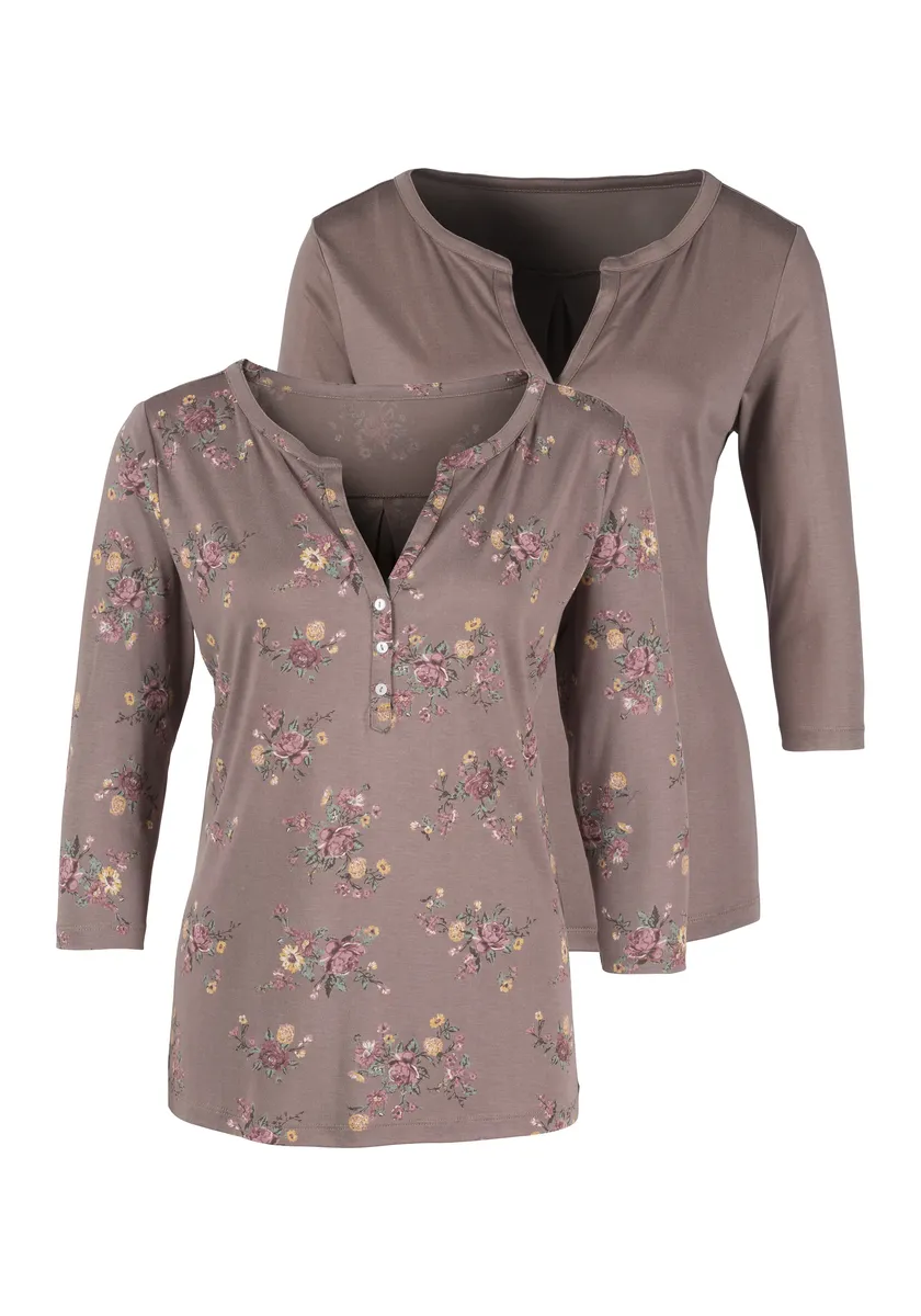 Рубашка LASCANA с рукавом 3/4 в модном образе блузы, коричневый
Рубашка LASCANA с рукавом 3/4 в модном образе блузы, коричневый