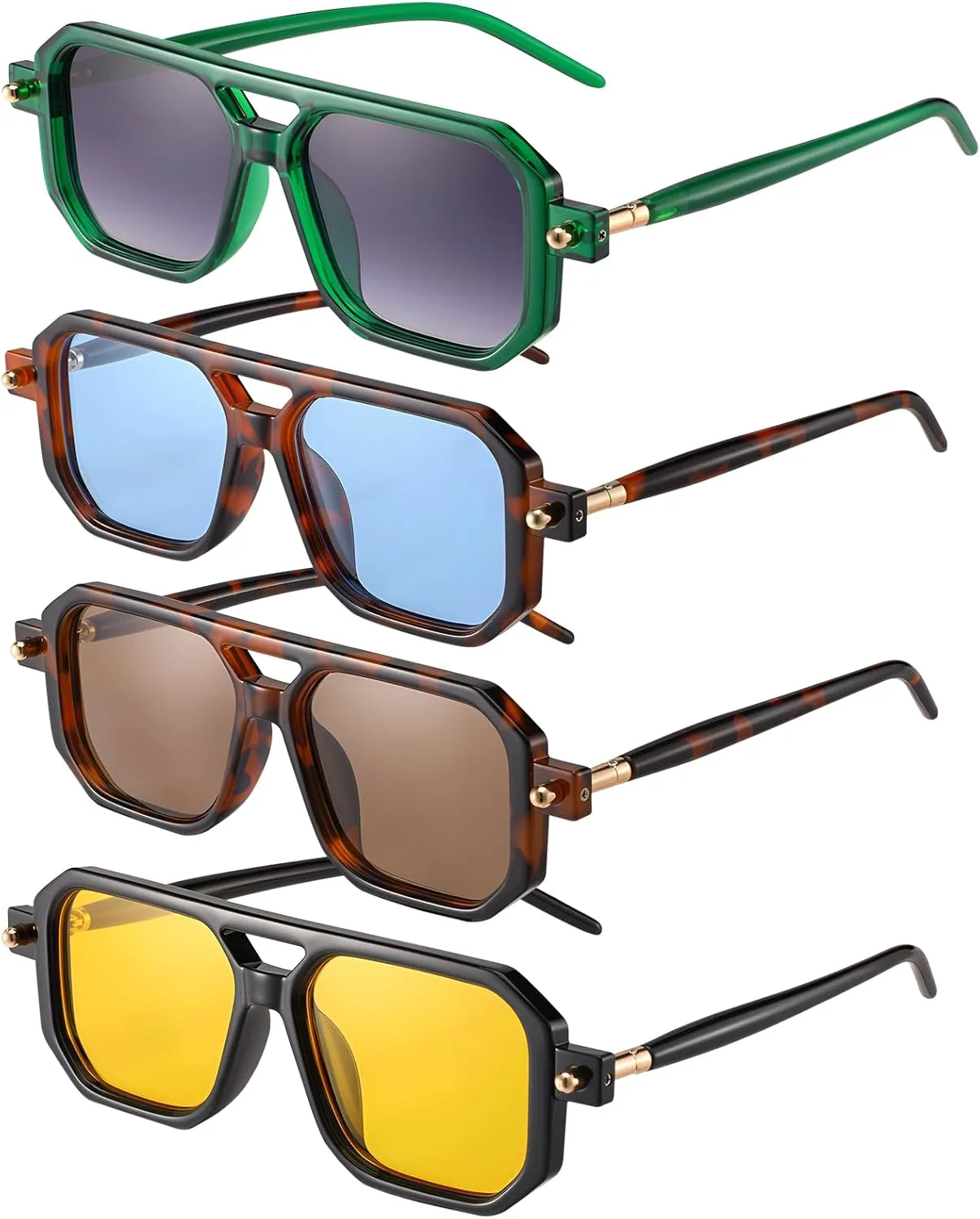 JATEBI 4 пары ретро-солнцезащитных очков для женщин и мужчин в стиле 70-х, квадратные, модные, пластиковые, с защитой от УФ-излучения, Brown, Green, Black
JATEBI 4 пары ретро-солнцезащитных очков для женщин и мужчин в стиле 70-х, квадратные, модные, пластиковые, с защитой от УФ-излучения, Brown, Green, Black