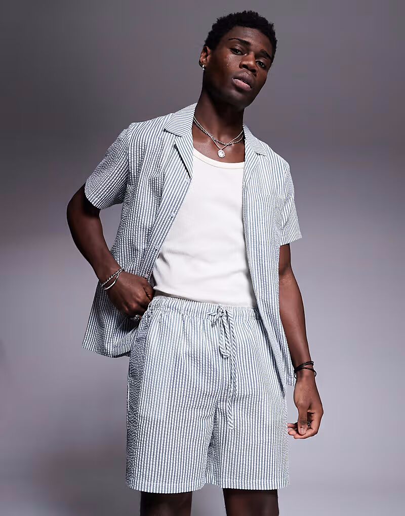 Пляжные шорты South Beach из сирсакера темно-серого цвета 
Пляжные шорты South Beach из сирсакера темно-серого цвета