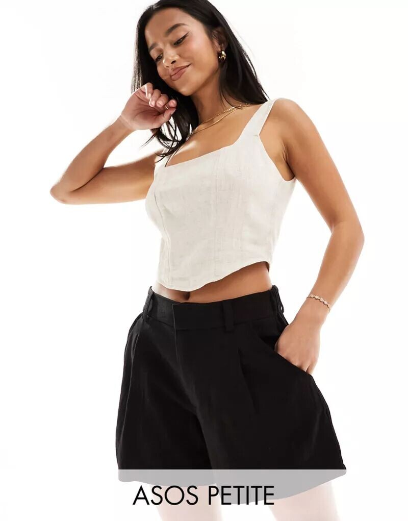 Черные льняные шорты ASOS Petite Dad, Черный, Черные льняные шорты ASOS Petite Dad 
Черные льняные шорты ASOS Petite Dad, Черный, Черные льняные шорты ASOS Petite Dad