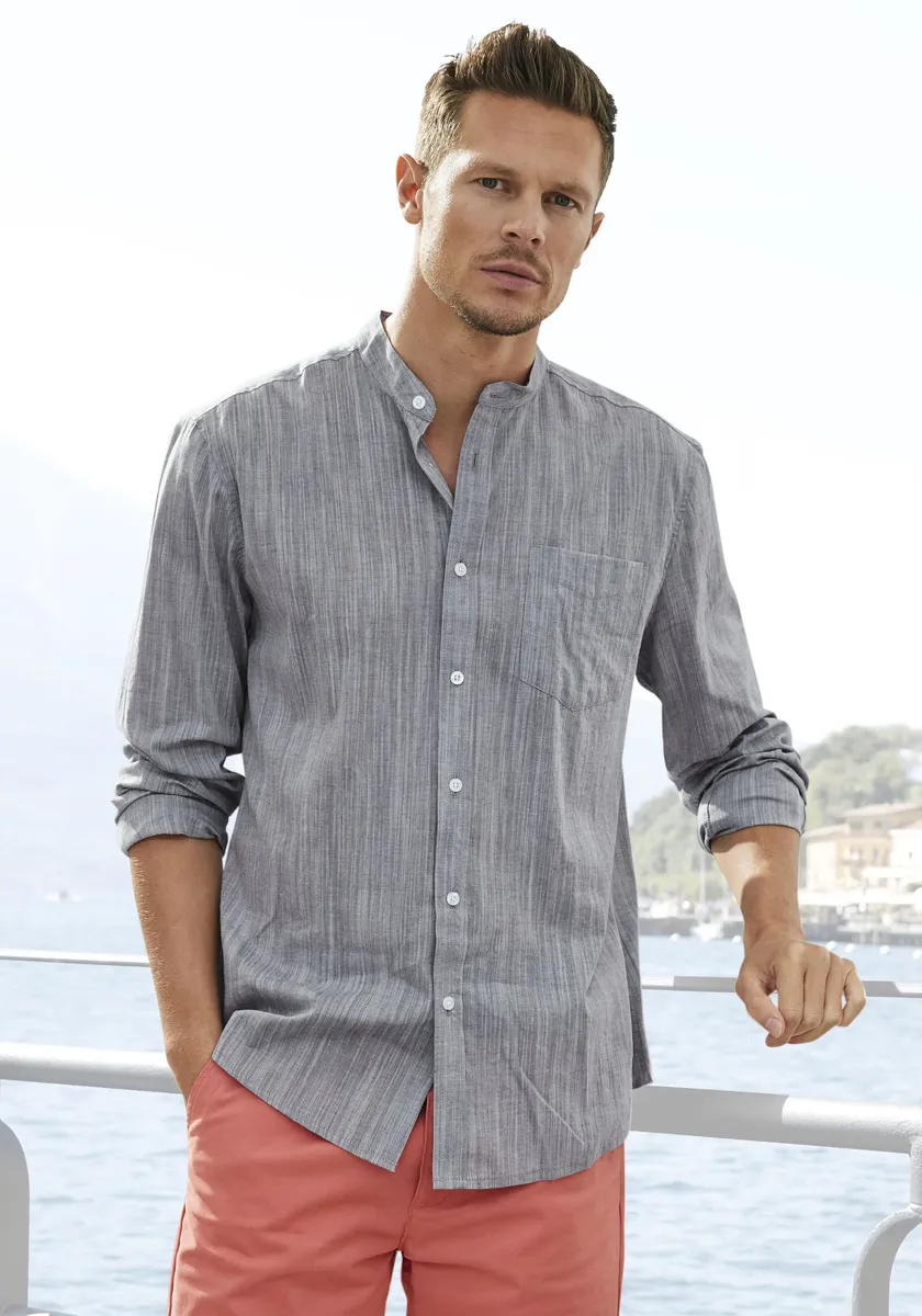 Рубашка H.I.S с длинными рукавами, стандартный крой, воротник стойка, нагрудный карман, чистый хлопок, серый
Рубашка H.I.S с длинными рукавами, стандартный крой, воротник стойка, нагрудный карман, чистый хлопок, серый