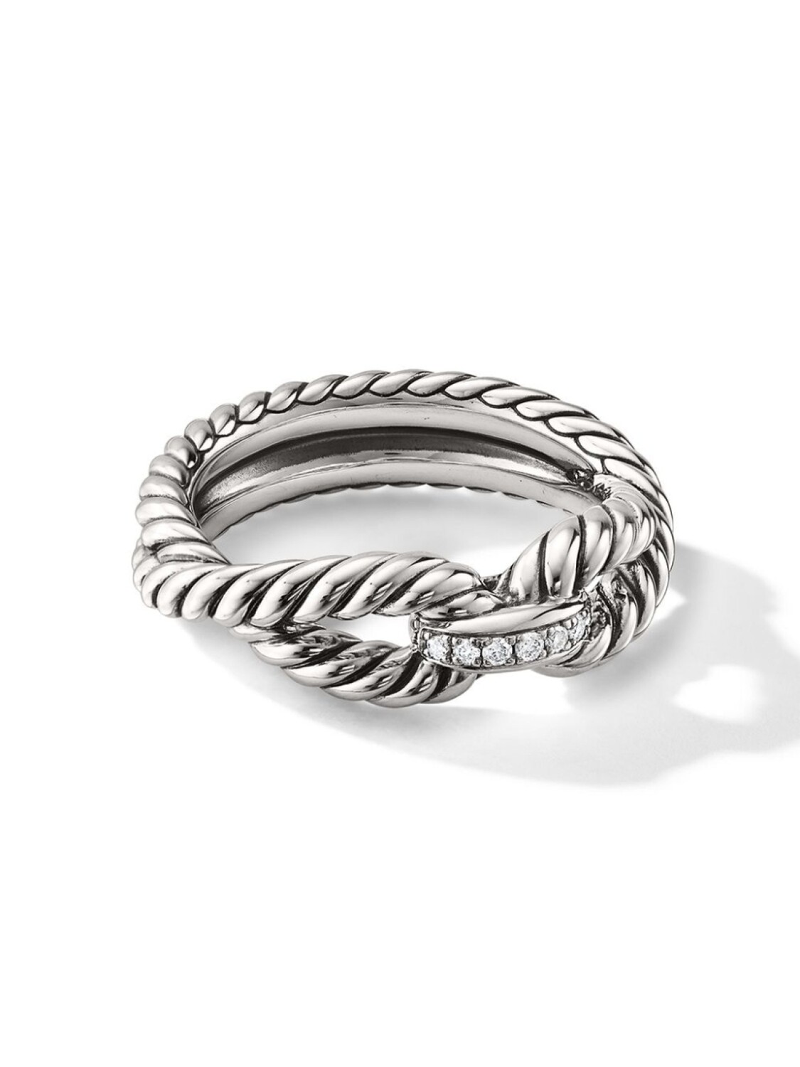 Серебряное кольцо Cable Loop с бриллиантами David Yurman, серебряный