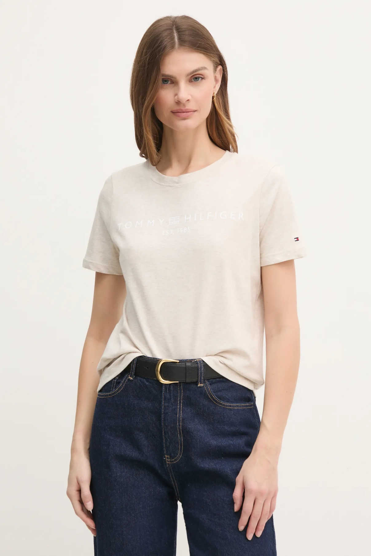 Хлопковая футболка Tommy Hilfiger, бежевый
Хлопковая футболка Tommy Hilfiger, бежевый