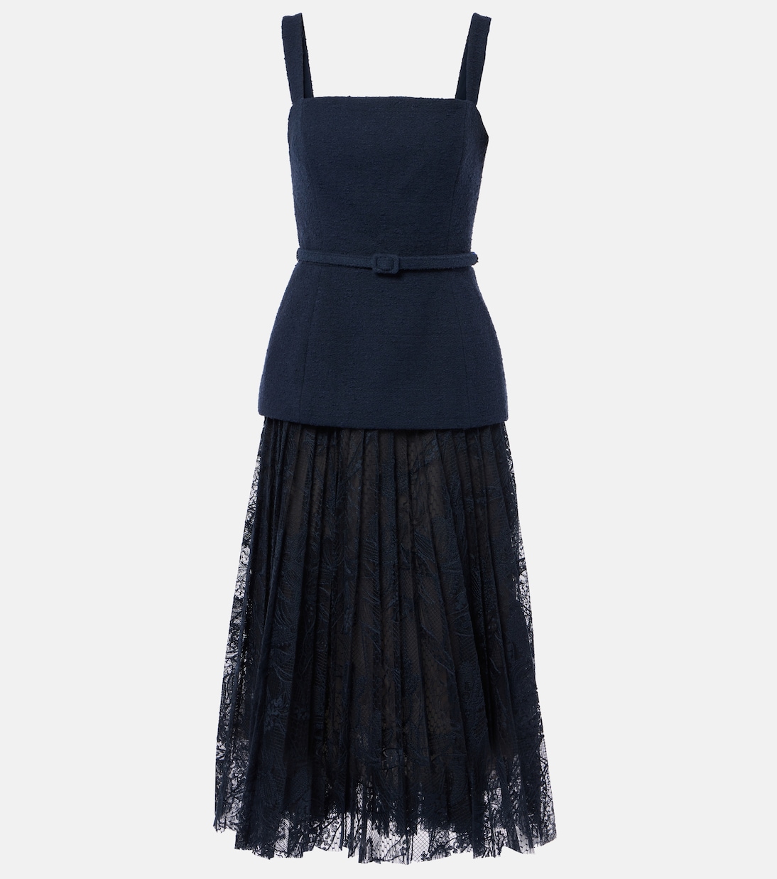 Платье макси из хлопкового твида и гипюра Oscar de la Renta, темно-синий
Платье макси из хлопкового твида и гипюра Oscar de la Renta, темно-синий