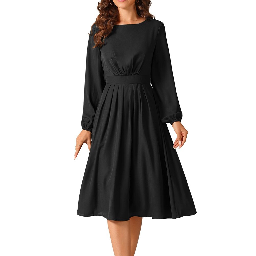 Женское повседневное платье с длинным рукавом и круглым вырезом с высокой талией, плиссированные струящиеся платья трапециевидной формы Seta T, черный
Женское повседневное платье с длинным рукавом и круглым вырезом с высокой талией, плиссированные струящиеся платья трапециевидной формы Seta T, черный