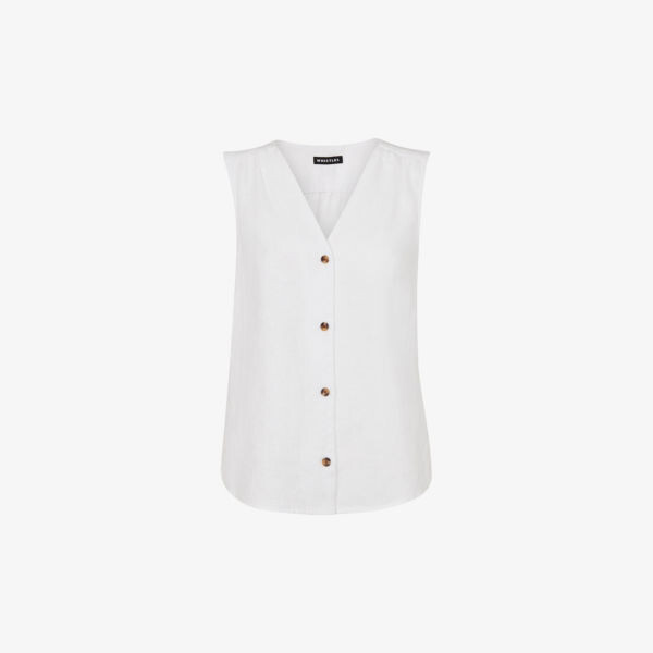 Майка из льна Laura с v-образным вырезом Whistles, белый
Майка из льна Laura с v-образным вырезом Whistles, белый