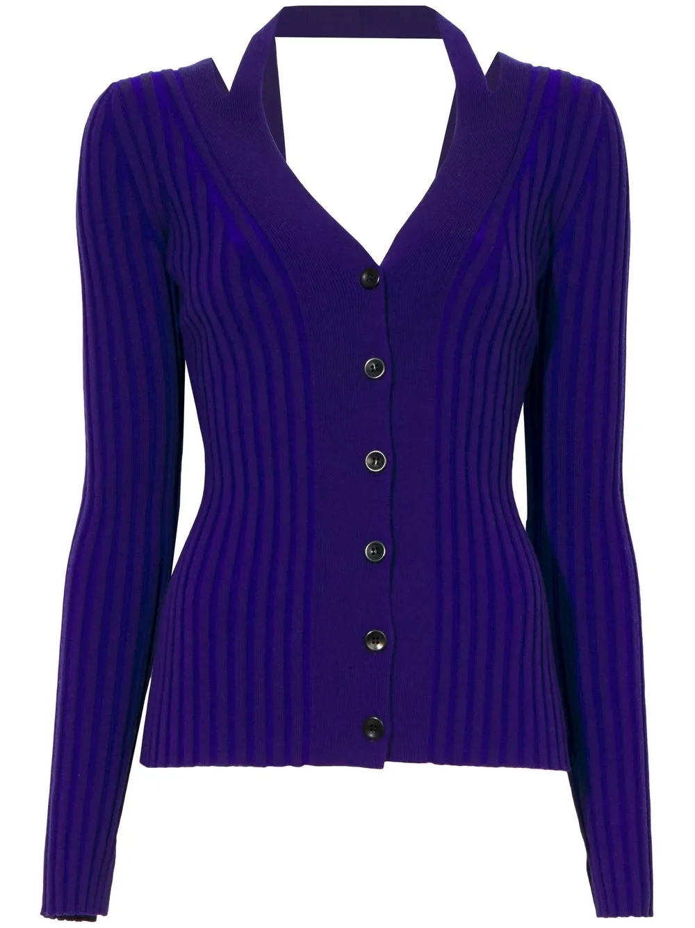 Кардиган в рубчик с вырезом халтер Proenza Schouler White Label, синий
Кардиган в рубчик с вырезом халтер Proenza Schouler White Label, синий